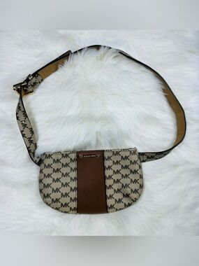 Michael Kors Beige & Brown Mini Crossbody Bag